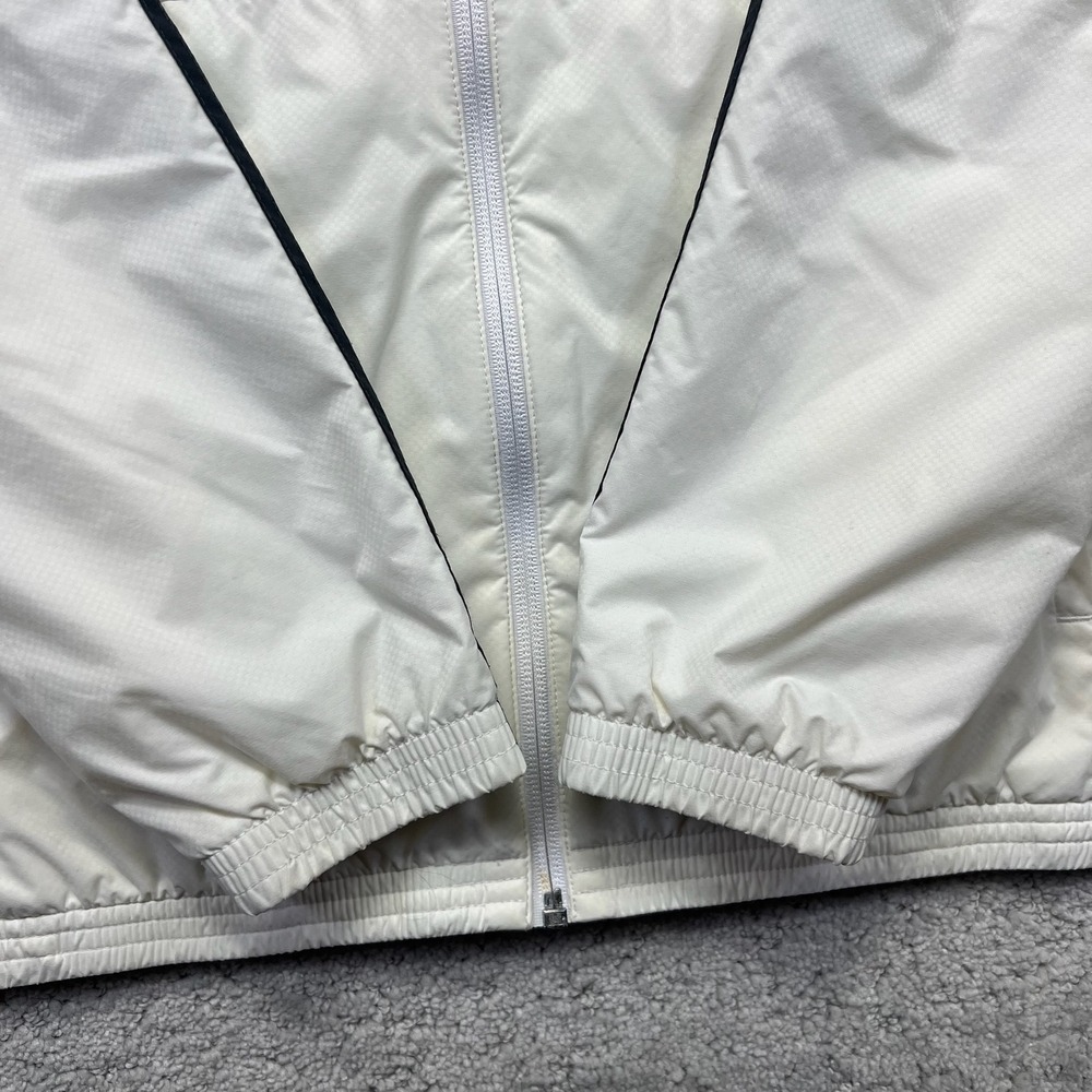 Adidas Jacket Mens S White Black Striped Full Zip Hooded Lightweight Windbreaker - Picture 8 of 16